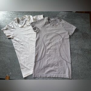 Lululemon swiftly White tee and black & white Striped Short Sleeve Tees
